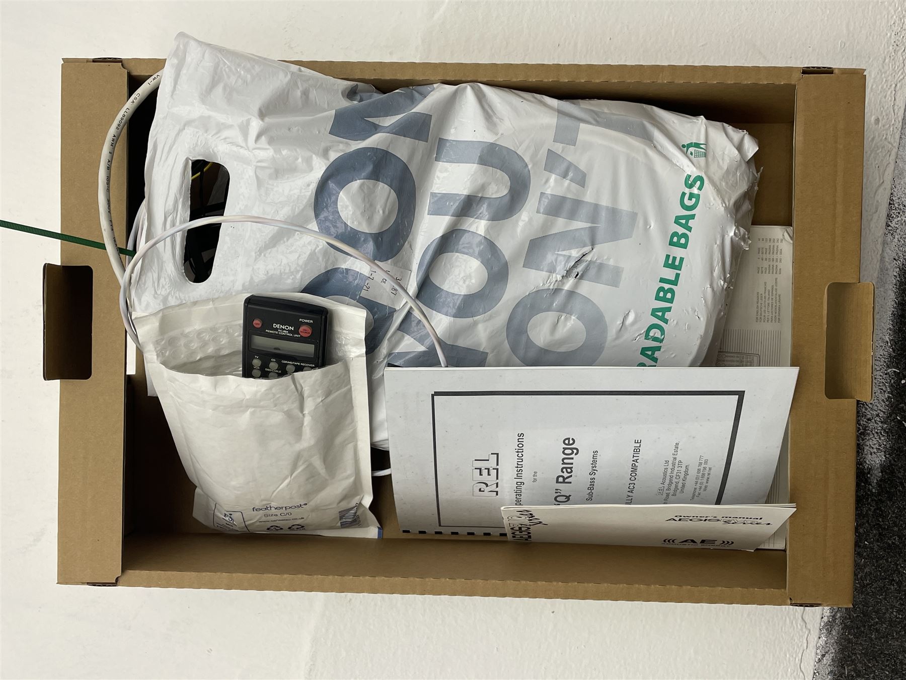 Stereo System - Denon AVR-3802 amplifier, Ral Q201E subwoofer, pair AE AEGISEVO THREE speakers, pair AE AEGISEVO ONE speakers on stands and AE AEGISEVO centre