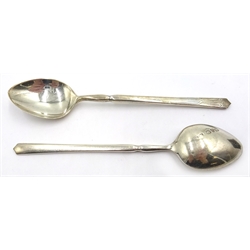  Set of six silver coffee spoons, cased two napkin rings approx 3oz and button hook with silver handle  