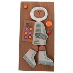 Three Hornsea Muramic handcrafted wall plaques, comprising Spaceman, Jester and Maharajah on Elephant, designed by John Clappison, H21cm, W10cm