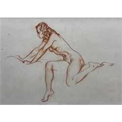 Sir William Russell Flint (Scottish 1880-1969): Nude Stretching, sanguine chalk signed with initials 19cm x 27cm 
Provenance: private collection; with James Alder Fine Art, Hexham