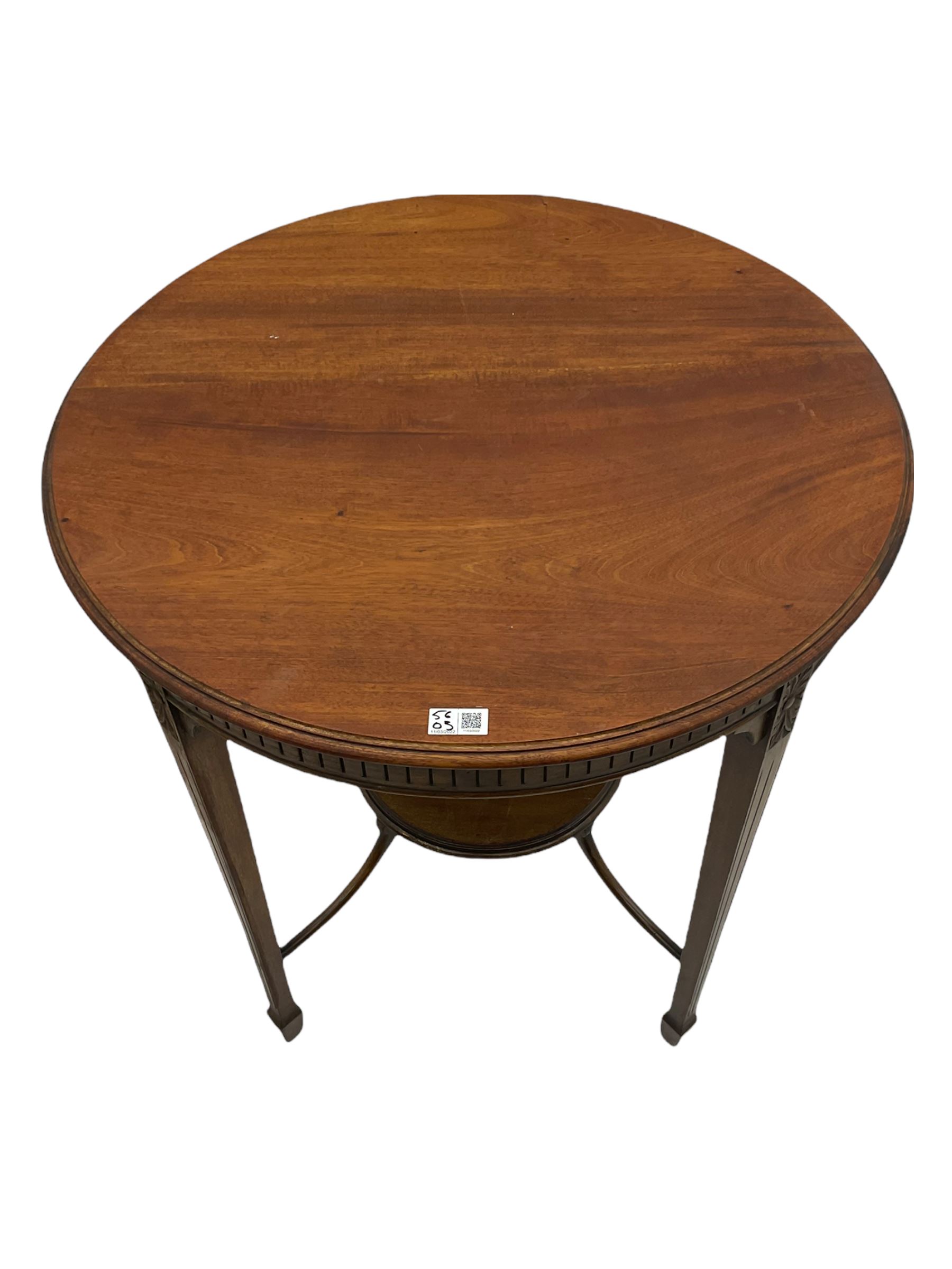 Edwardian mahogany plant stand, mahogany plant stand, two smokers stands, mahogany centre table, side table with drawer, hardwood folding chair, Edwardian mirror glazed corner cabinet and an occasional table (9)