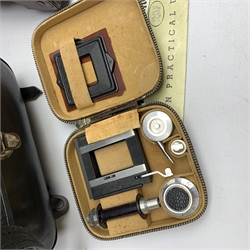 Rolleiflex 2.8F camera in leather case together with; 'In Practical Use' instruction manual, Rolleipol -1.5 lens in case, Rollei Rolleiflex lens hood Bay III in case, Rollei Gelb Mittel -1.5 filter in case, Rollei R1 -0 lens in case, Heidosmat-Rolleinar 1 with Rolleinar 1, Weston Master IV light meter and Weston Master IV Invercone in cases, Rollei Rolleiflex Rolleikin in case, hand grip with Rolleifix plat, all in carry case