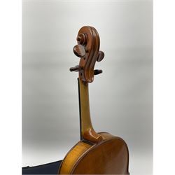 1920s continental large viola with 42cm two-piece maple back and ribs and wide grain sprucewood top with guarnerie sound holes, bears label 'Werner Alajos Budapest', overall length 69cm; in modern carrying case