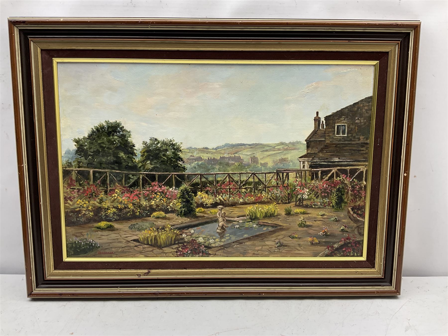 James Hardaker (British 1901-1991): 'Part of the Garden Meadowcroft - Bingley Yorkshire', oil on board signed, titled verso 38cm x 60cm