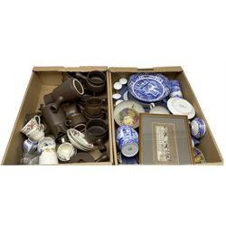 Spode Italian pattern butter dish, jug, bowl and dish, together with Wedgwood Lynn pattern tea wares and other collectables, in two boxes  