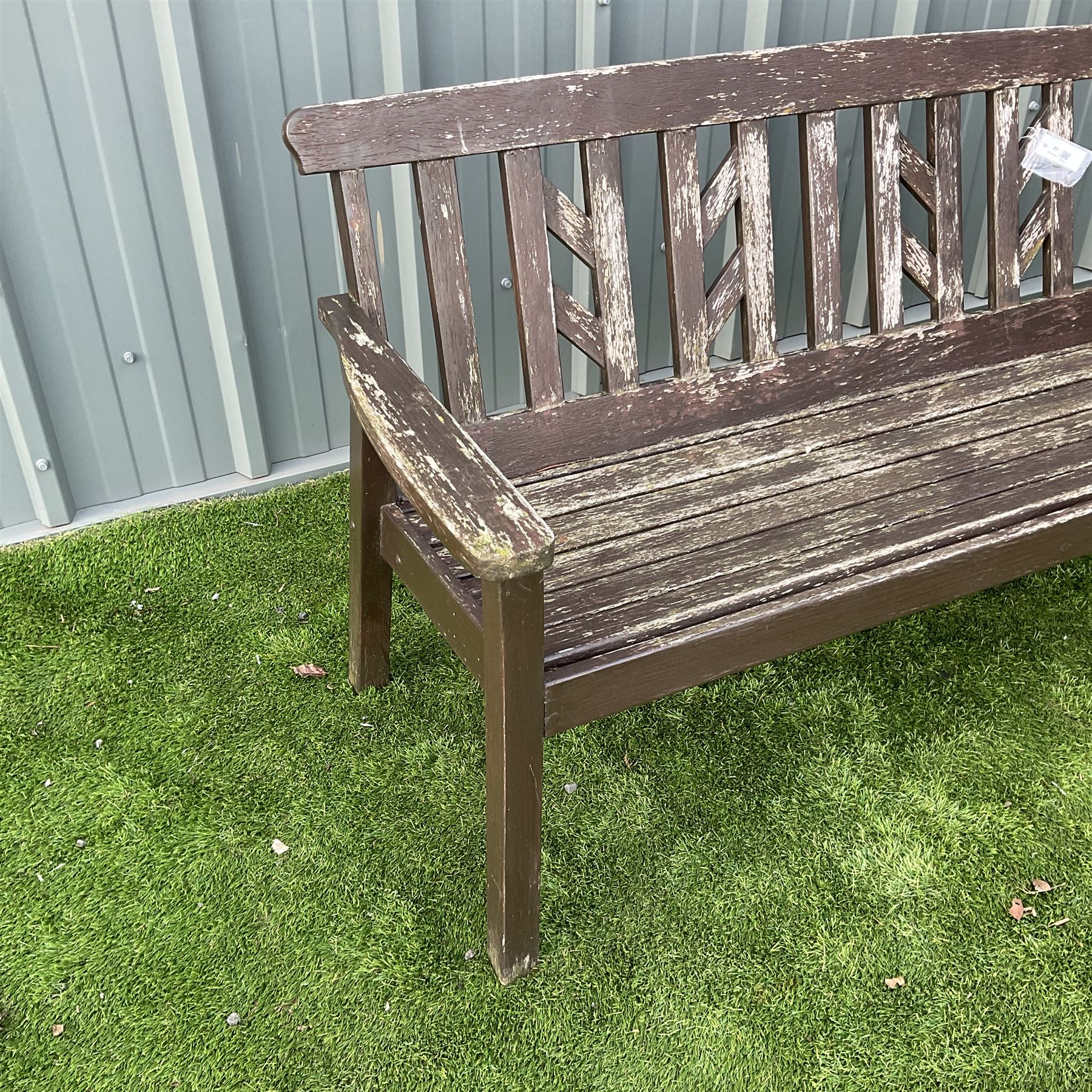 Brown painted plank bench - THIS LOT IS TO BE COLLECTED BY APPOINTMENT FROM DUGGLEBY STORAGE, GREAT HILL, EASTFIELD, SCARBOROUGH, YO11 3TX