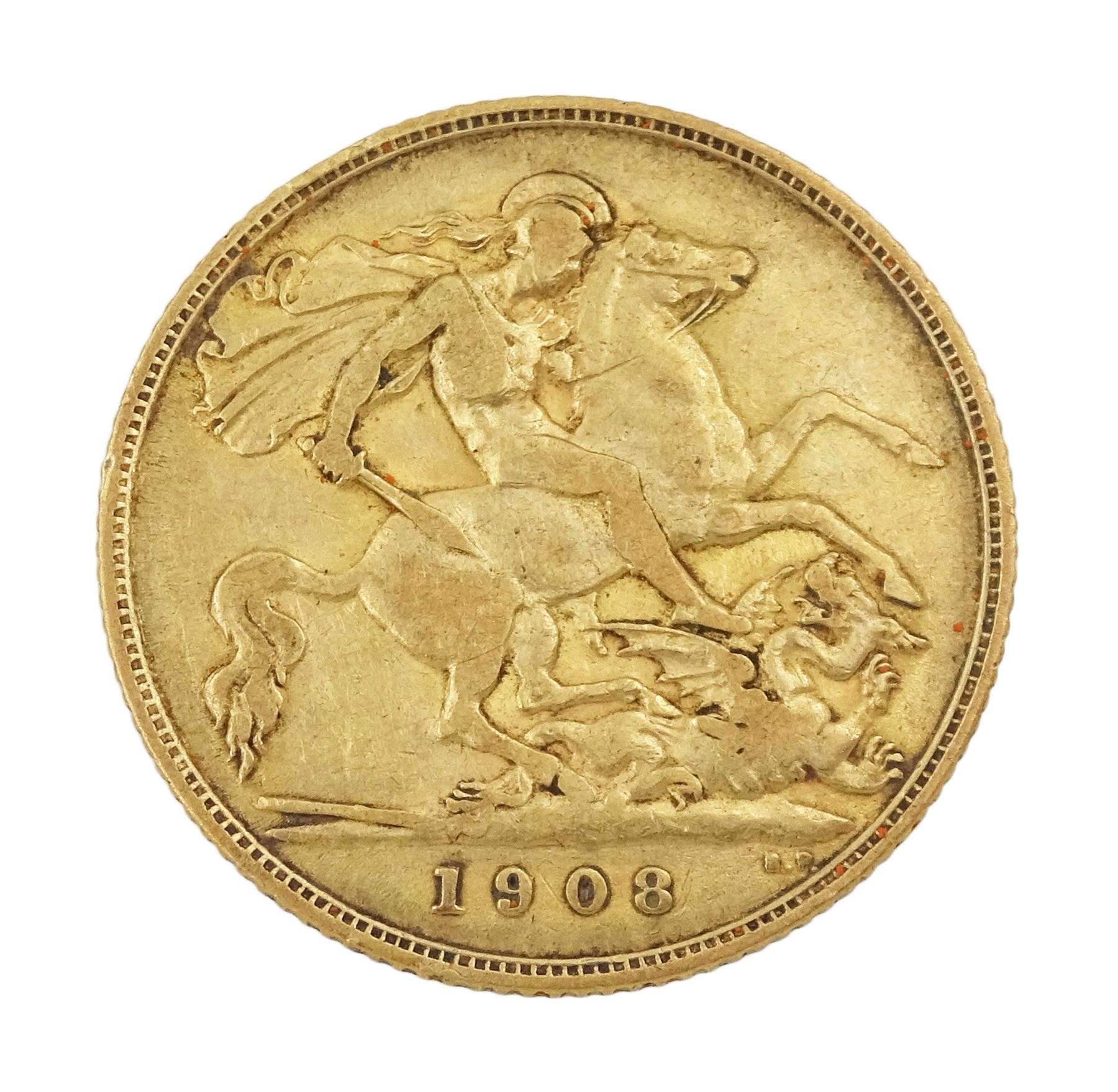 King Edward VII 1908 gold half sovereign coin