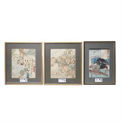 Pair of Chinese silk paintings after scenes from The Story of the Stone/Dream of the Red C...