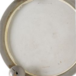 19th century Wedgwood Jasperware biscuit barrel, bas relief decorated with Diana and other classical figures, with EPNS mounts and swing handle, H18cm together with a Wedgwood Queen's Ware bowl (2)