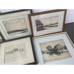 Collection of etchings to include Louis Conrad Rosenberg, Albany E Howarth, Sidney Tushingham, Alfred Bentley and Martin Hardie in one box (6)
