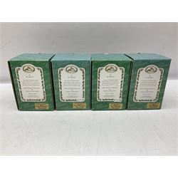 Four Classic Collectables Brambly Hedge figures, comprising Basil Pouring Drinks, Wilfred and Teasel Pushing Cart, Poppy Carry Pails and Mrs Apple, Wilfred and Basket, all boxed