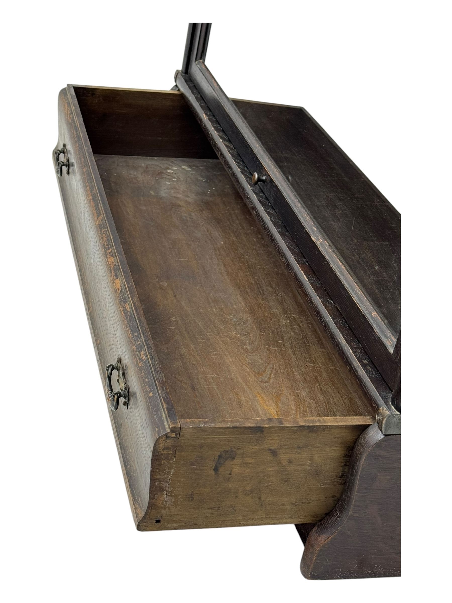 Globe Wernicke - early 20th century oak three-tier stacking library bookcase, three glazed sections enclosed by hinged and sliding doors, raised above a single lower drawer with metal drop handles