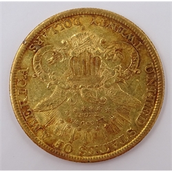  United States of America 1890 gold twenty dollars coin, S mint mark  