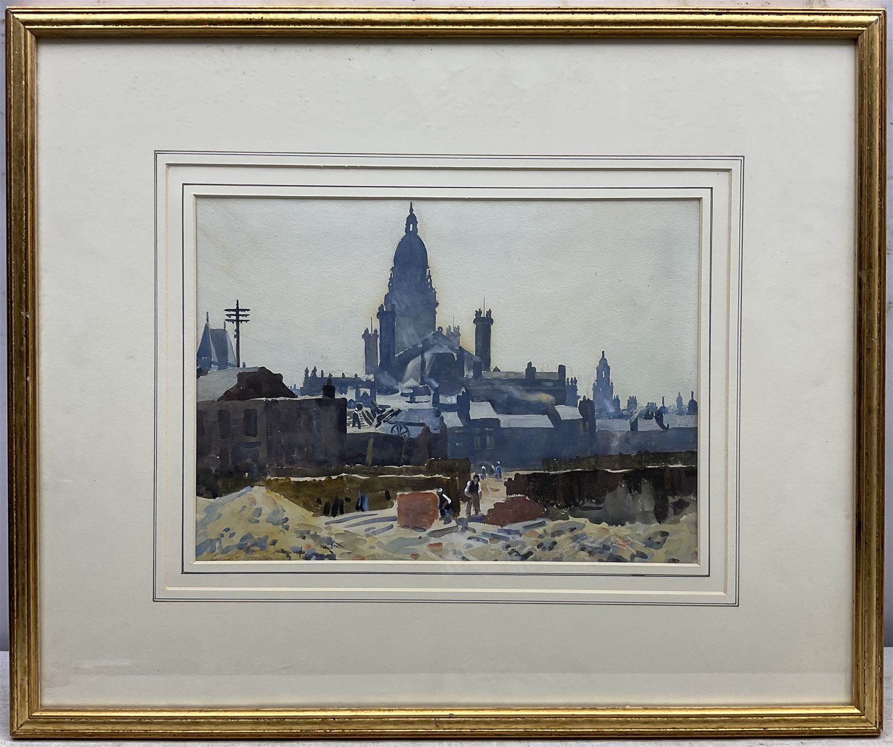 Ernest Procter (British 1886-1935): Distant Cathedral, watercolour signed 26cm x 36cm 