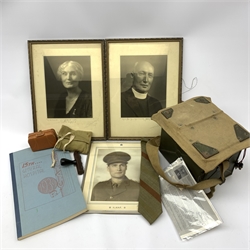 Archive of material and ephemera relating to Royal Canadian Army Medical Corps Lieutenant/Captain/Major Dr. Maxwell Theodore MacFarland (1902-1996) including Canada Volunteer Service Medal with maple leaf clasp, boxed silver War Medal 1939-45 and Defence Medal, two silver lockets (one with enamel crest) containing photographs, tie-pin and cuff links, shoulder flashes, cap and other badges, cloth and metal pips, buttons, shirt and tie, signature rubber stamps, door name plate, RCAMC 1939 General Hospital manual, suture kit and other medical items, two Bibles, framed photograph in uniform, framed signed and inscribed photographs of his parents and boxed British Army Daylight Signalling Lamp Set with lamp, morse key and ground spike etc