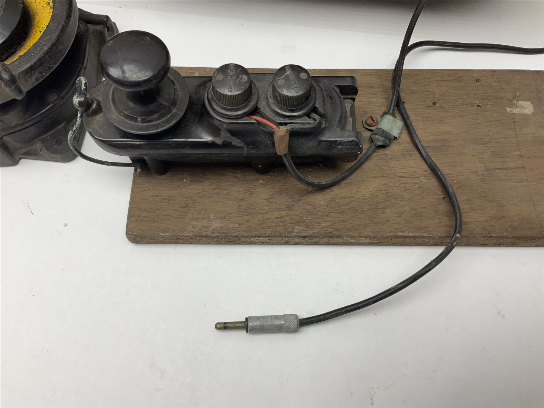 Three RAF light switches, together with military oxygen canister, batteries, gages etc  