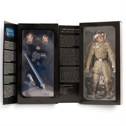 Three Sideshow Collectibles Star Wars Heroes of the Rebellion 1:6 scale figures, comprising Han Solo Rebel Captain Bespin, Luke Skywalker Rebel Commander Bespin and Luke Skywalker Rebel Hero Yavin IV, all boxed