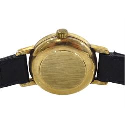 Garrard gentleman's 9ct gold quartz wristwatch, with date aperture and a Garrard ladies 9ct wristwatch, both on black leather straps and boxed