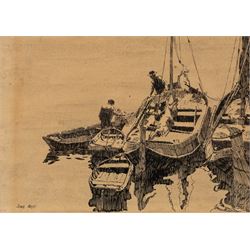 Matthewson (20th Century) after Arthur John Trevor Briscoe (British 1873-1943): Hove - To and Seine Nets, pair of pen and ink drawings indistinctly signed titled and dated 17/10/34 and 1934 (2)