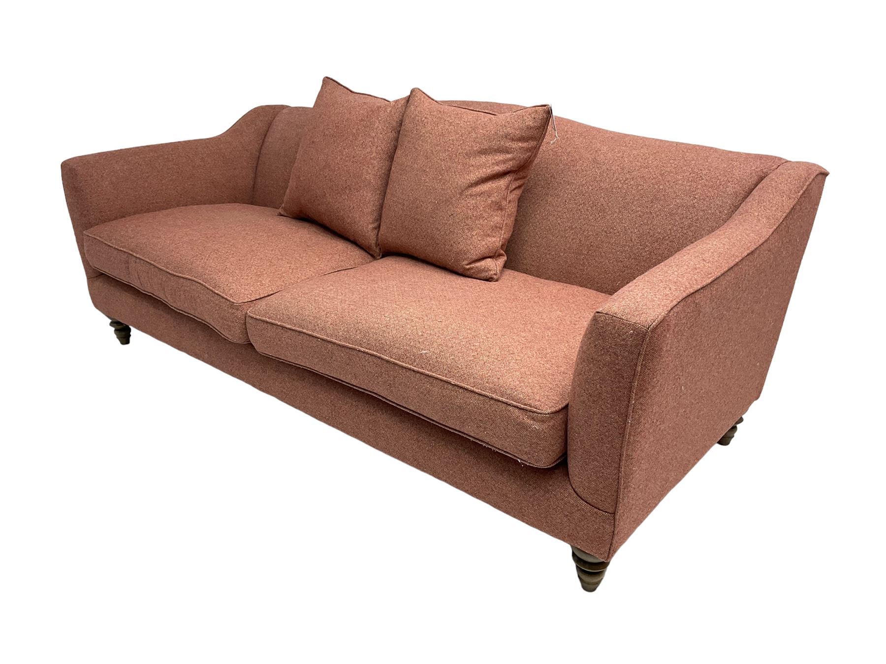 John Lewis - Grande four seat sofa upholstered in woollen tweed fabric, on turned front feet
