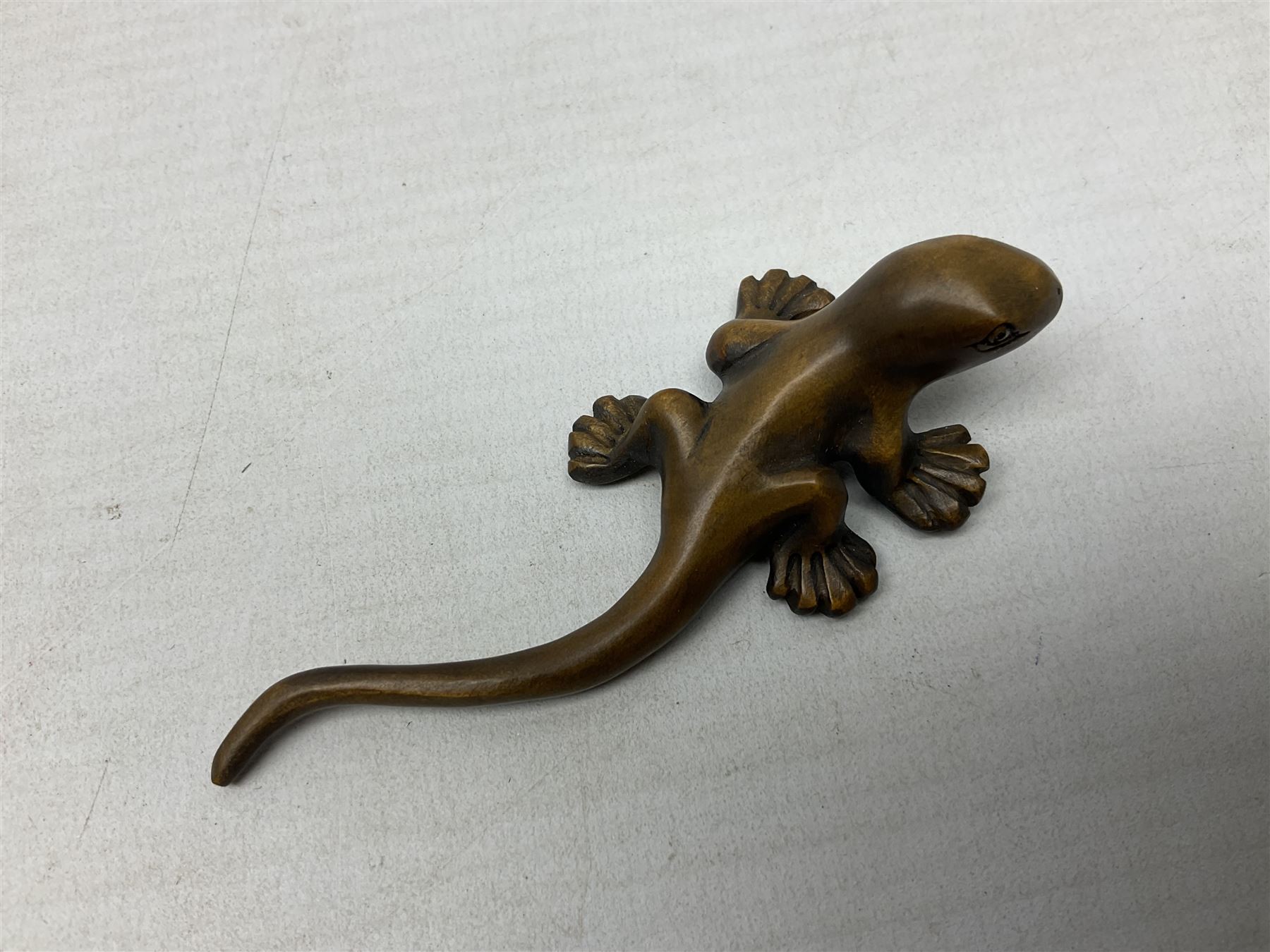 Six netsuke, modelled as a lizard, cricket, frog, bird on a flower, turtle and insect