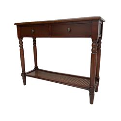 Mahogany side table, fitted with two drawers and under-tier