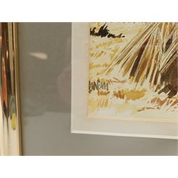 Ken Middleton (British 20th century): Loading the Haycart, watercolour indistinctly signed, artist's stamp verso 35cm x 50cm