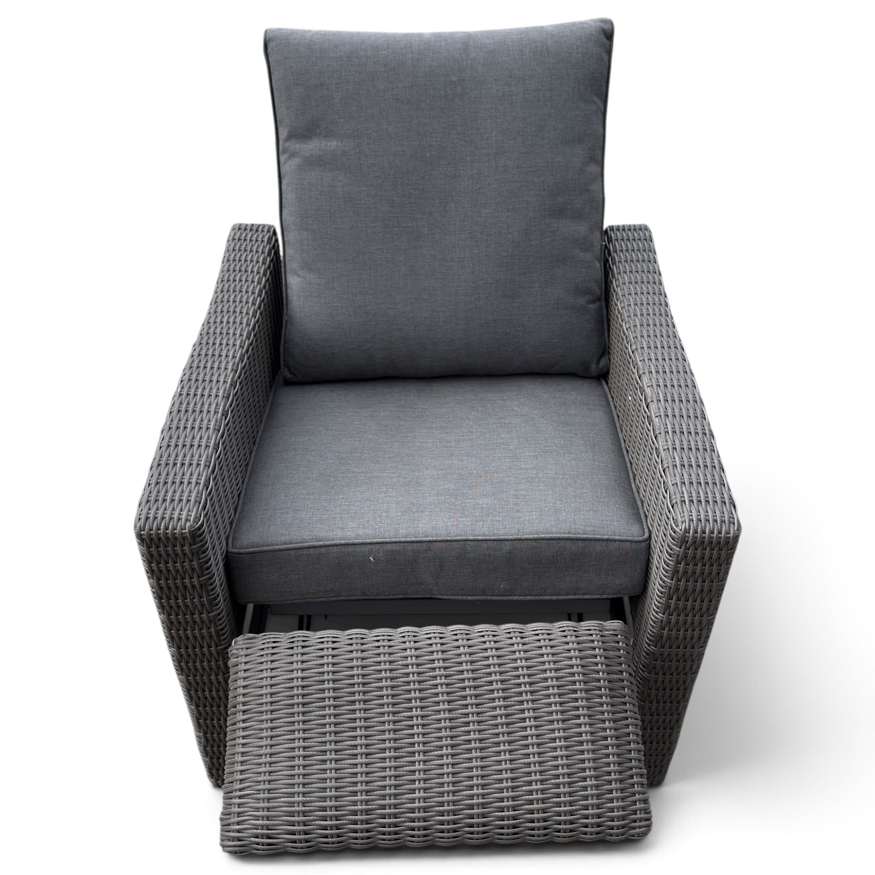 Kettler - Palma rattan garden reclining lounger chair, of high-back and square form with reclining and extending foot-rest function, with loose seat cushions and protective cover
