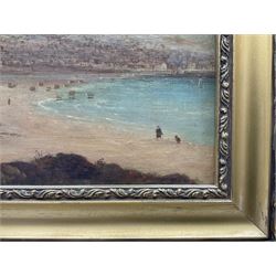 English Naïve School (19th century): Scarborough South Bay, oil on canvas indistinctly signed EEK and dated '78, 29cm x 50cm