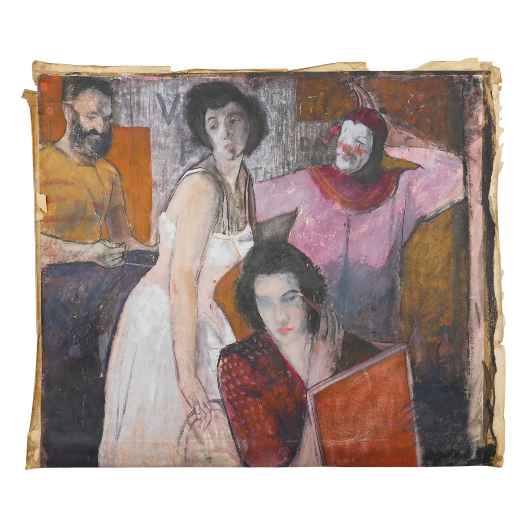 John Gilbey Bowles (British 1929-2011): Getting Ready for the Folies Bergère, oil pastel on card unsigned 53cm x 60cm (unframed)
Provenance: direct from the family of the artist