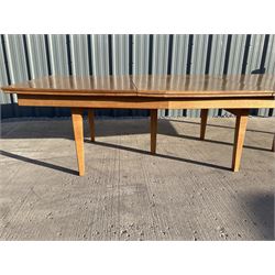 Light oak bespoke boardroom table, concave form, four sectional top on square discreet legs (12' x 5'), with twelve armchairs including 'Chairmans' chair