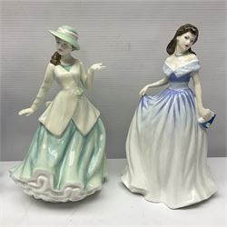 Seven Royal Doulton figures, comprising Sara HN2265, Lorraine HN4301, Mary HN3375, Olivia HN5114, Charlotte HN4092, Josephine HN4223 and Rachel HN4780, together with five smaller Royal Doulton figures (12)