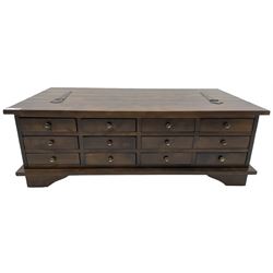 Laura Ashley - contemporary 'Garret' coffee table chest, rectangular top, fitted with twelve drawers