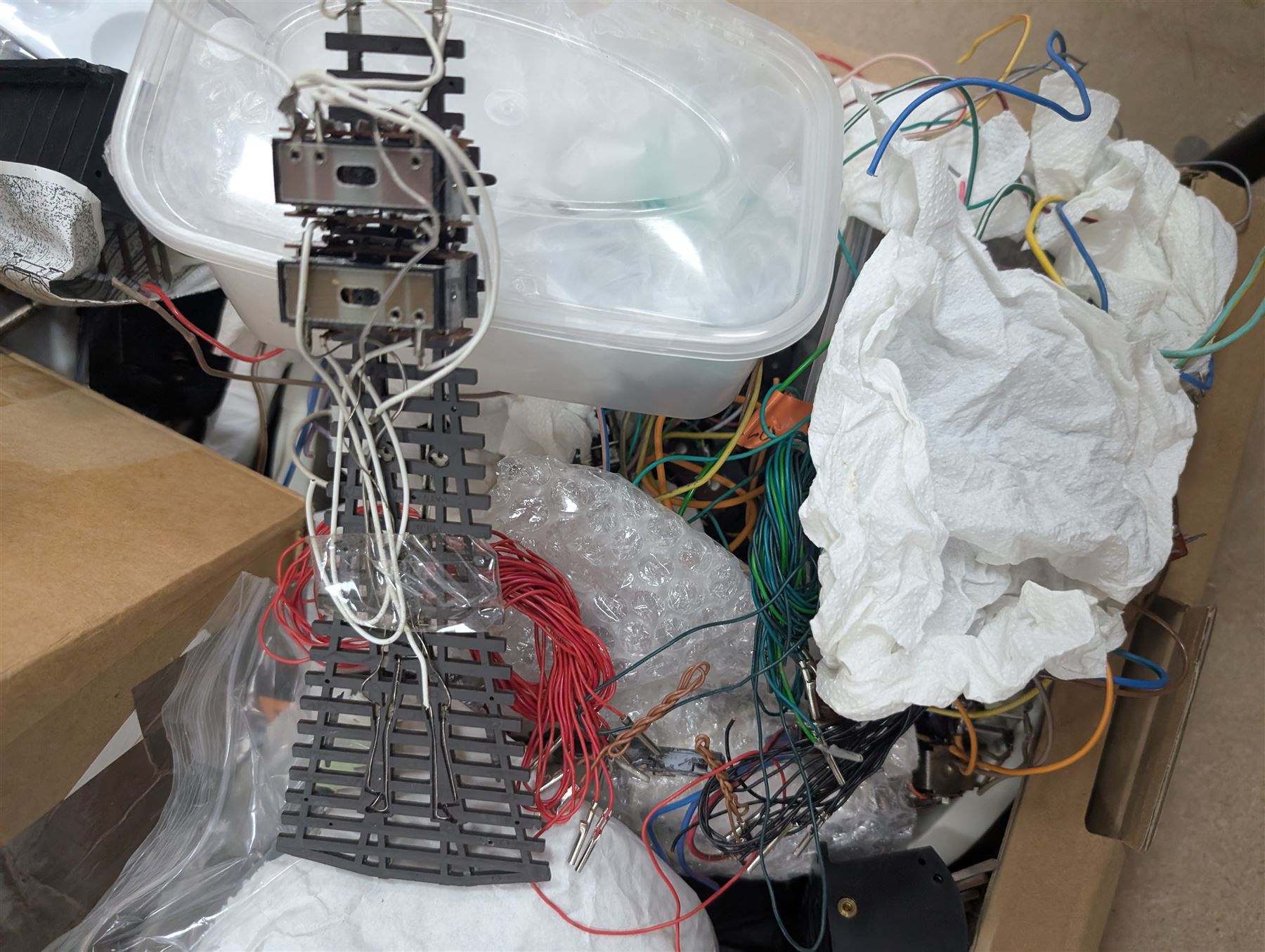 Collection of model railway control units, accessories and tools, including Lenz Digital Plus LZV100 with remote, H and M Electran Transistorised Power Unit, H and M Duette twin supply unit, motors, points, paints, Antex Soldering System, Flockit, etc, in three boxes