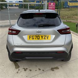 FG70 YZV - Nissan Juke - 2020, 1.0L, Acenta 5dr, silver, two keys, 4350 miles, automatic, petrol, v5 present, excellent condition, on instruction from a recent estate clearance - buyers premium 10% + VAT. (12%inc.) - THIS LOT IS TO BE COLLECTED BY APPOINTMENT FROM DUGGLEBY STORAGE, GREAT HILL, EASTFIELD, SCARBOROUGH, YO11 3TX