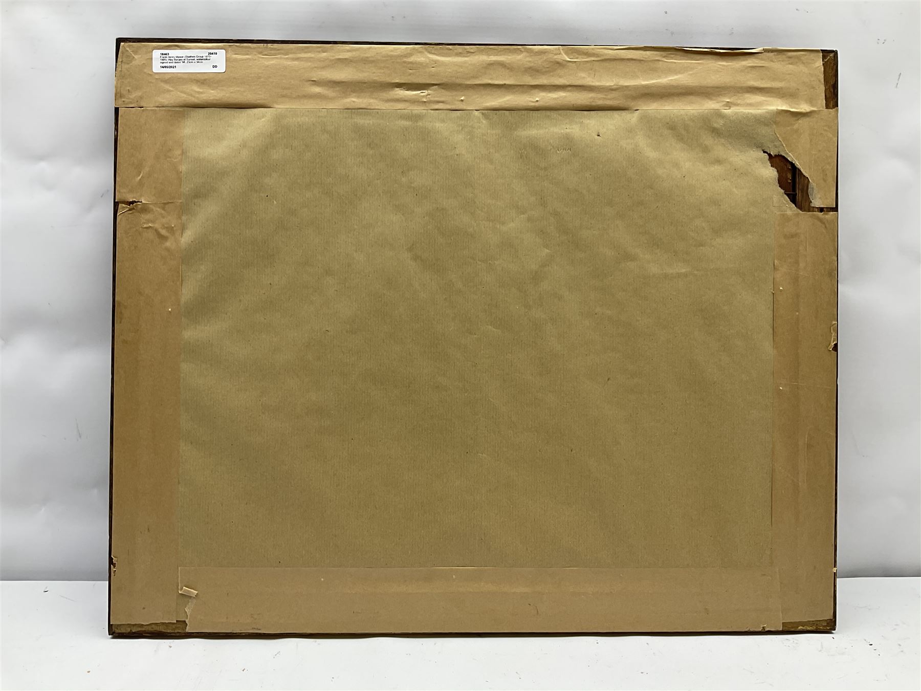 Frank Henry Mason (Staithes Group 1875-1965): Hay Barges at Sunset, watercolour signed and dated '98, 23cm x 34cm