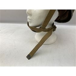 Post-WW2 British Airborne Troops,/Paratroopers Steel Helmet with green textured paint finish, leather and sponge liner and three point chinstrap mounting; liner marked BMB II 1953 71/4