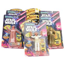 Sealed JusToys Star Wars Darth Vader 20 Piece Carry Case, together with Three JusToys Star Wars Bend-Ems four piece gift sets, each containing four figures and four trading cards, boxed, together with five JusToys Star Wars Bend-Ems carded figures, including Admiral Akbar, Tusken Raider, Lando Calrissian, Emperor's Royal Guard and Obi Wan Kenobi, and four Kenner Action Masters diecast metal collectibles C-3P0, Darth Vader, R2-D2 and Luke Skywalker (13)