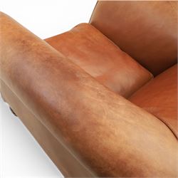 20th century tub armchair upholstered in tan leather