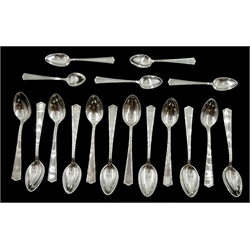 Set of twelve silver teaspoons and five matching silver coffee spoons, all stamped M.B.Co Sterling, approx 12.2oz