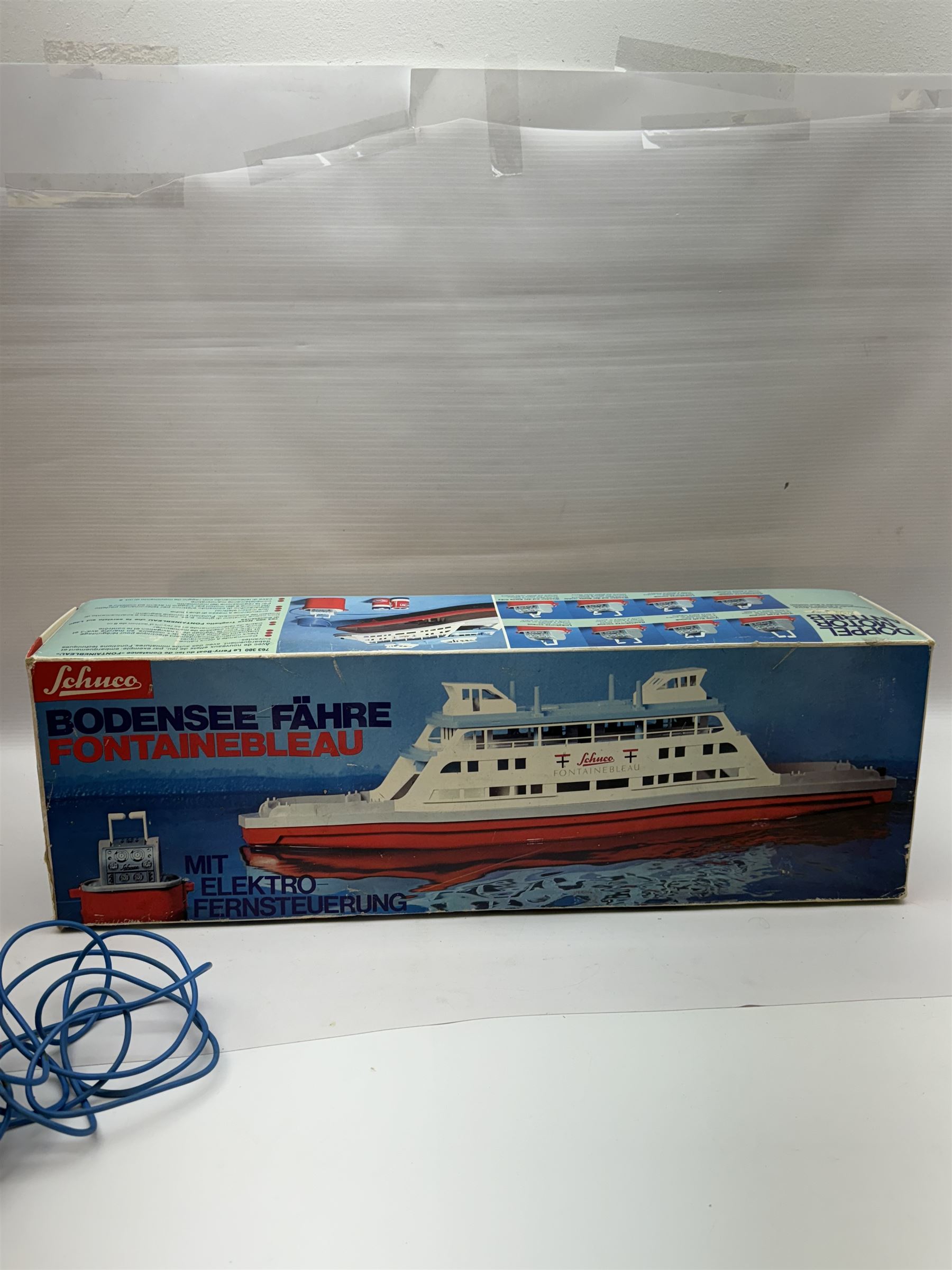 Schuco battery operated remote control model of a boat, Bondensee Fahre (Lake Constance Ferry) 'Fontainbleau', model no 763 380, boxed