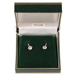Pair of 9ct gold cubic zirconia drop earrings, boxed