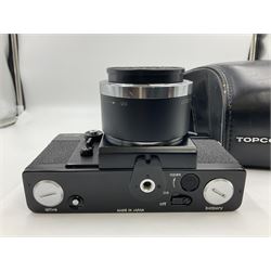 Topcon RE Super camera body, serial no.4681129, with 'RE. Auto-Topcor 1.8/5.8cm' lens, serial no. 11669018, in leather case