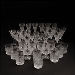  Suite of Stuart crystal Beaconsfield pattern table glass, comprising 6 claret glasses, 6 ...