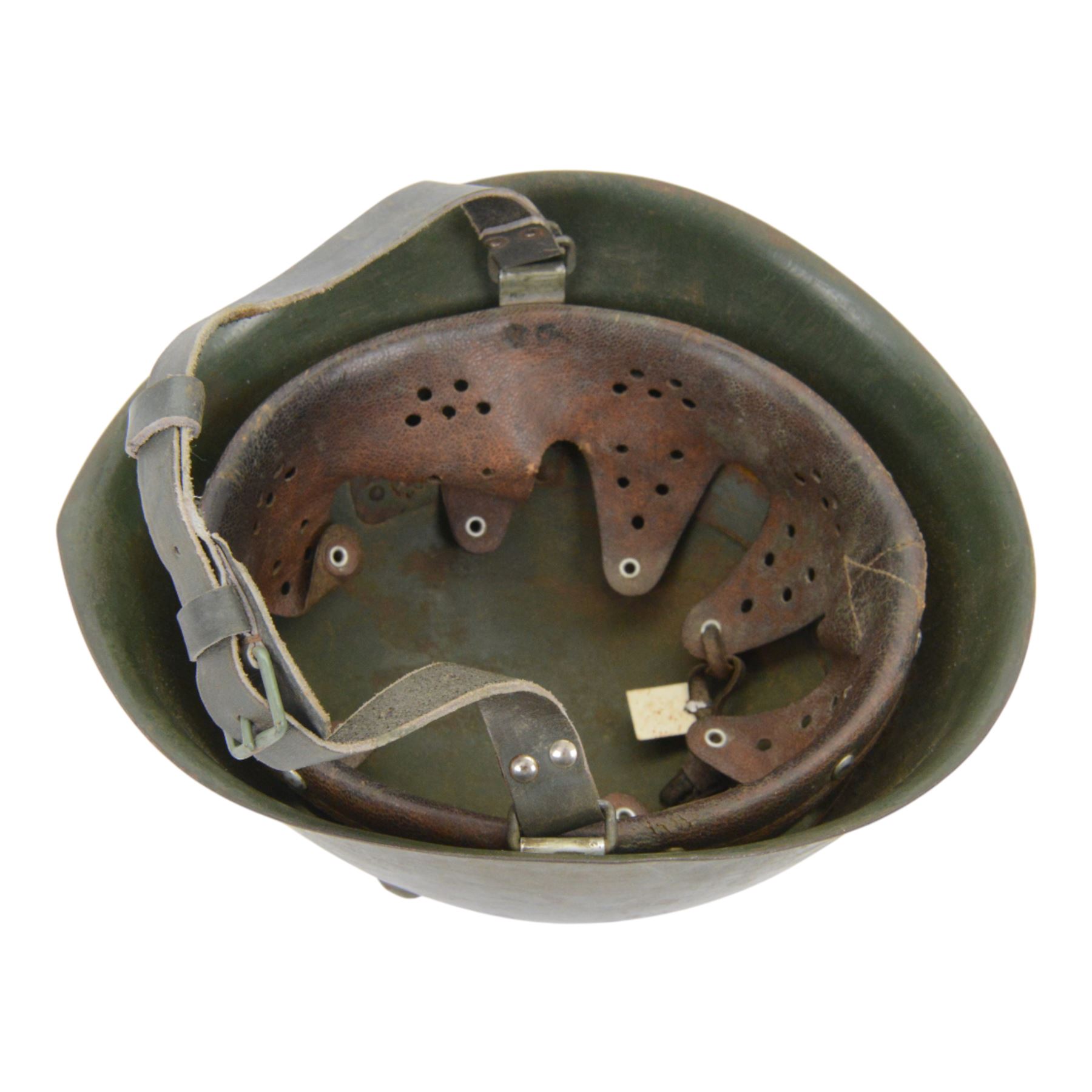 Italian G.N.R. (Guardia Nazionale Repubblicana) M33 helmet, circa 1943
The G.N.R were responsible for the internal security of the Italian State repubblic of Salo, after 1943 members of the security force consisted of ex carabinieri, fascist militaria men from the M.V.S.N and those who served in the P.A.I Italian African Police. 
