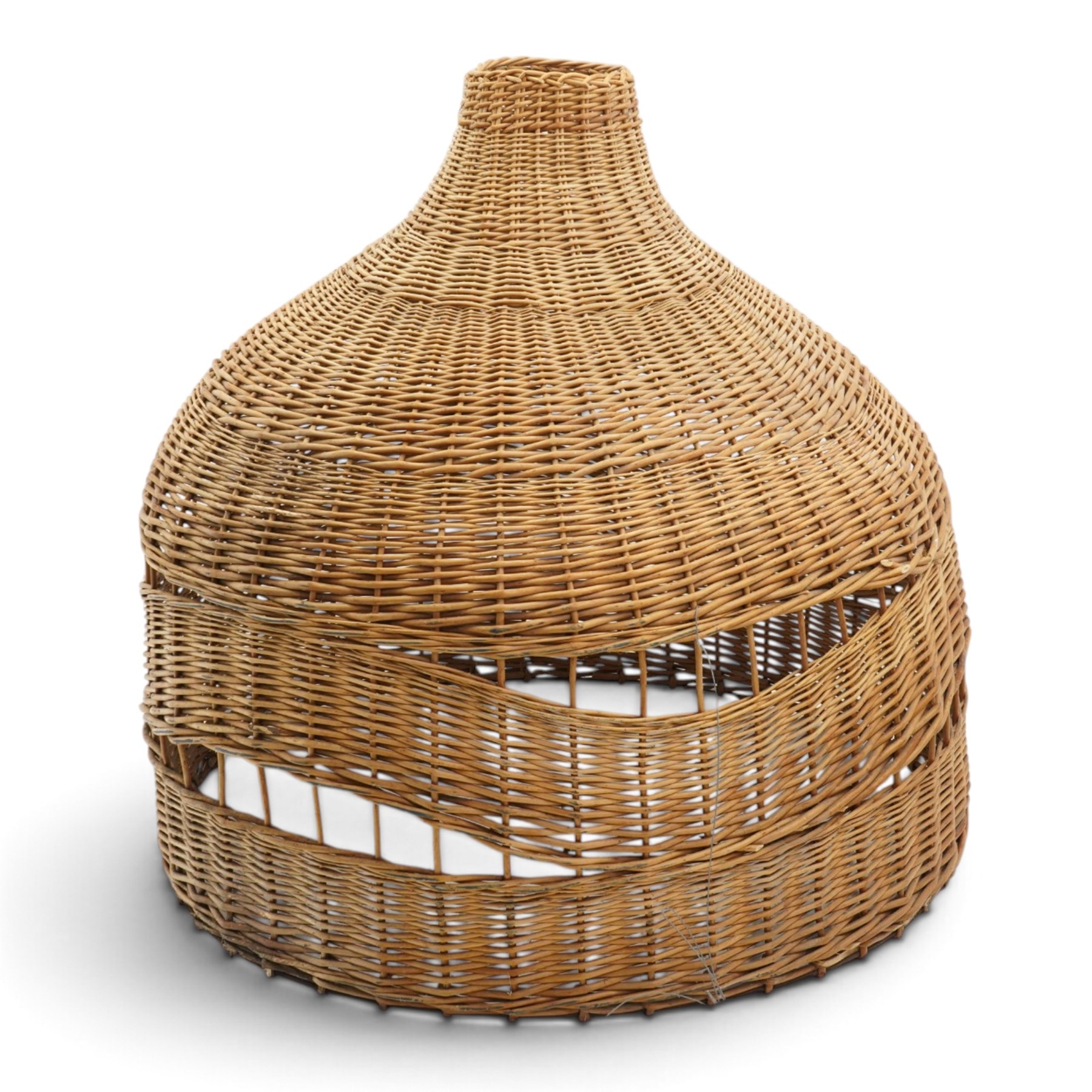 DD CL - Pair of oversized cane pendant shades, with metal rim