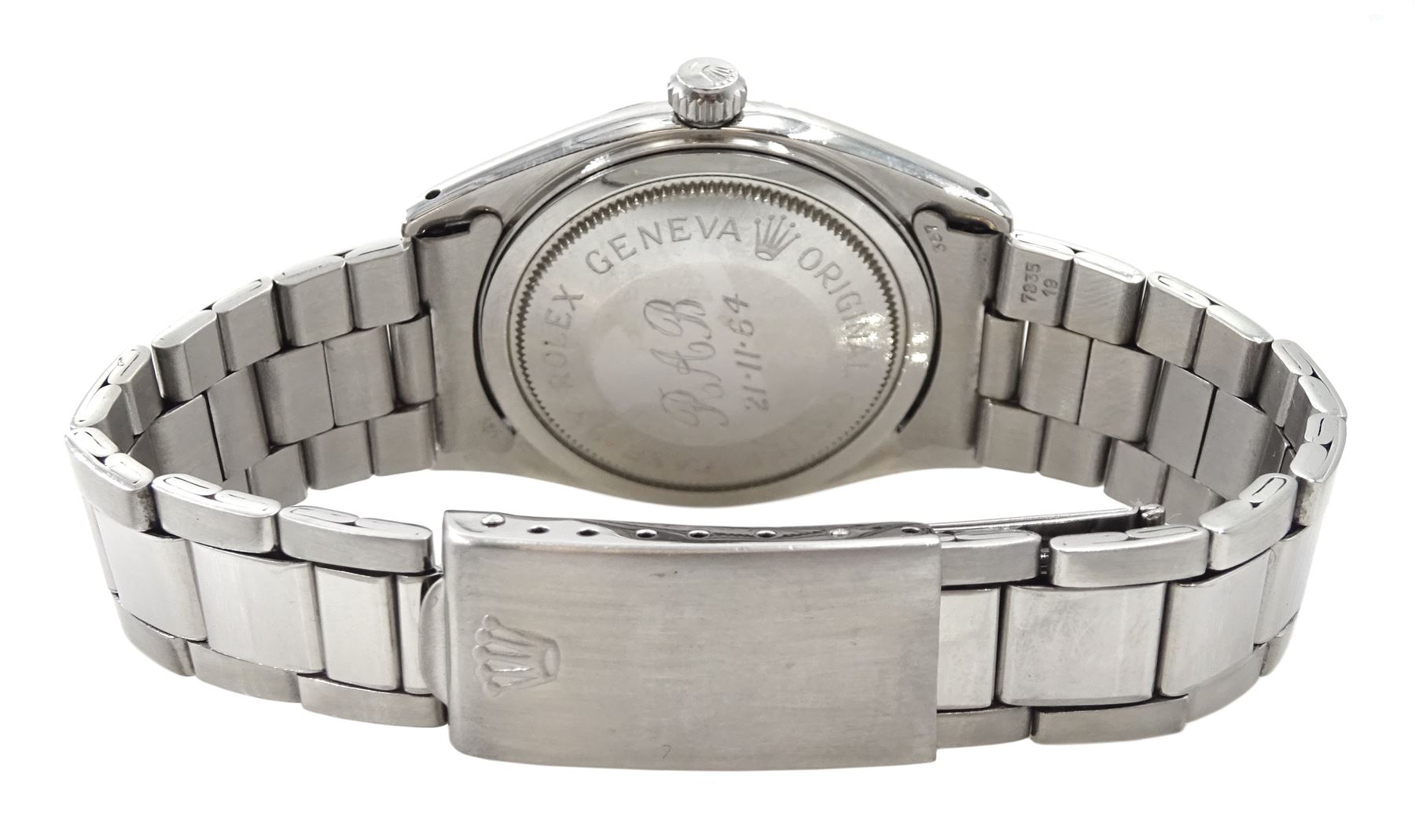 Tudor Oyster Prince 'Tuxedo' rotor self-winding gentleman's stainless steel wristwatch, black and white dial, on Rolex oyster bracelet