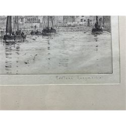 Rowland Langmaid (British 1897-1956): Whitby Harbour, etching signed in pencil 18cm x 25cm 