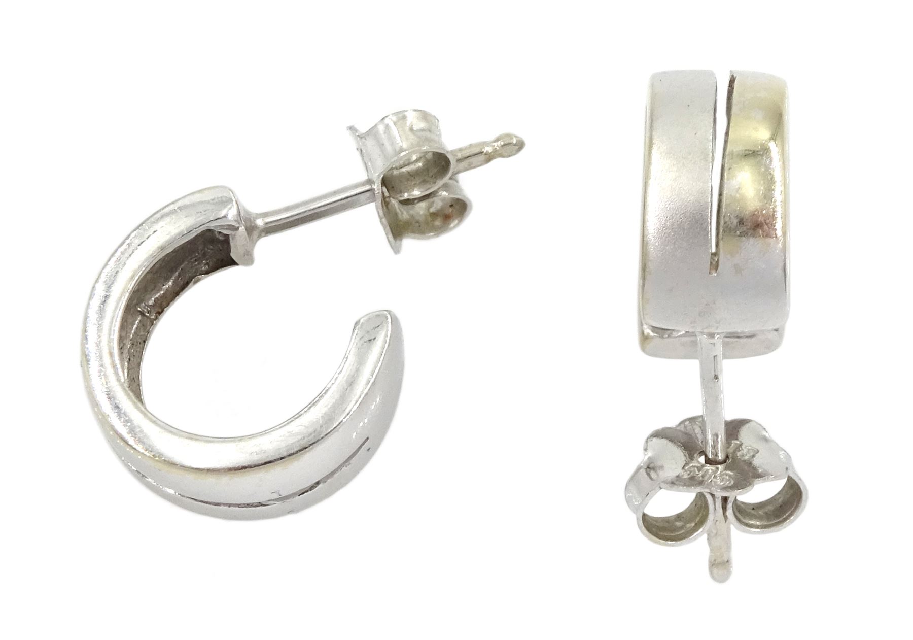 Pair of 14ct white gold hoop earrings