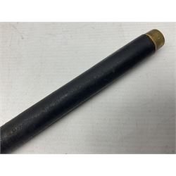 Early 20th century British Army Officer’s leather covered swagger / sword stick by Swaine & Adeney of 185 Piccadilly London; 34.5cm double edged spear point blade with etched foliate decoration and retailer’s details; stamped 'Forged in London' to the edge of the ricasso; L59.5cm overall